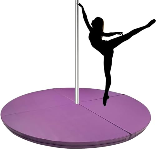 Generisch Pole-Dance-Matte, lila Pole-Dance-Matten – rundes Yoga-Übungskissen, 1,1 m Fallschutzmatte für Zuhause/Studio, Dicke 2,5 cm Schutzmatte für Tänzer und Fitnessbegeisterte