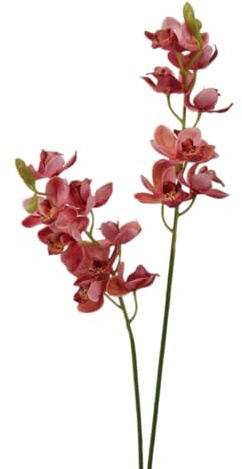 BQEE Künstliche Orchideenstiele, 8 Köpfe, fühlt sich echt an, Cymbidium-Orchidee, 70 cm hoch, künstliche Blumenstiele für Zuhause, Hochzeit, Büro, Dekoration, 2 Stück (Rosa)
