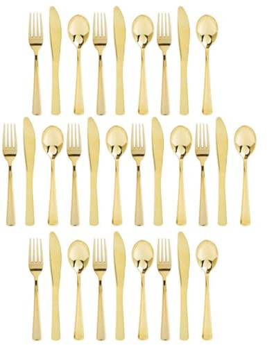 NIYANGLE 30pcs Disposable Plastic Silverware Set with Forks, Knives, Spoons – Party Serving Cutlery Kit for Events and Gatherings, Portable Tableware for Single Use