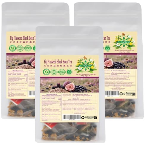 3er Pack Feigen-Leinsamen-Schwarzbohnen-Tee, 100 g pro Packung (5 g × 20 Teebeutel pro Packung). Vollmundiger und geschmeidiger Geschmack, tägliches Freizeitgetränk sowie ideales Festtagsgeschenk
