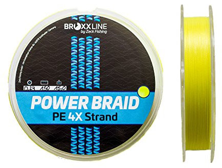 BroxxLine 150 m Angelschnur geflochten 0,08-0,30 mm Raubfisch Schnur Spinnfischen (gelb, 0,24 mm)