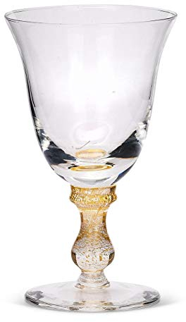 SWEET HOME Caliz Vino en Vidrio Soplado Tallo Hoja Oro Estilo Liso cod.BC00991AU cm 14,7h diam.8,6 by Varotto & Co.