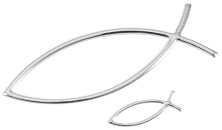 Christliche Geschenkideen °* Silberfarbene Auto- Aufkleber mit Fisch-Symbol