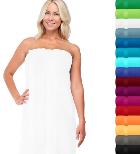 Lashuma Saunahandtuch 100x200 cm Baumwolle, Linz Badetuch groß XXL, Frottee Handtuch in Weiß für Spa und Zuhause
