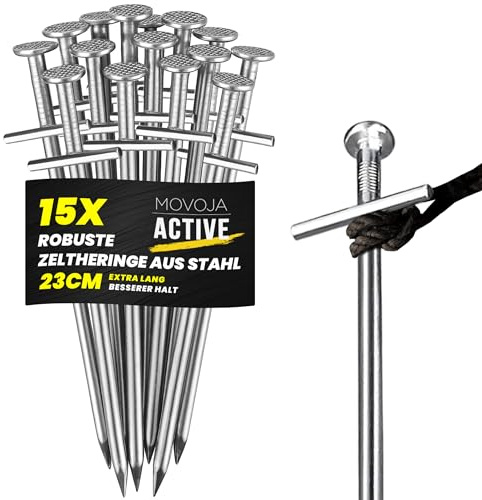 15x Zeltheringe 23cm - Innovativer Quergriff & Robuster Stahl | Outdoor & Camping Heringe Erdnägel stabil Felsbodenhering Stahlheringe Zelt Anker Zeltnägel Harter Boden Zeltheringe sturmsicher