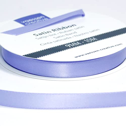 Vaessen Creative Satinband, Lavendel, 9 mm x 10 m Doppelsatinband, Schleifenband, Dekoband, Geschenkband, Stoffband für Hochzeit, Taufe und Geburtstagsgeschenke