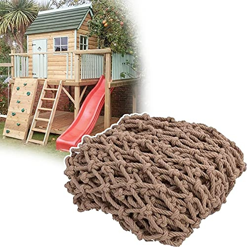 TGHY Heavy Duty Hemp Net for Tree House Kids Playhouse Safety Net Climbing Anti-Fall Net Playground Fall Protection Net Outdoor Hammock Net 12mm Thickness Multi-Size for Choose,3 * 3m(9.8 * 9.8ft)
