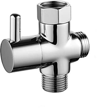 Valvola Deviatore Rubinetto, Valvola Deviatrice Braccio Doccia, Valvola per Bagno Doccia in Ottone 3 Vie, Adatto per Deviazione del Tubo del Bagno, Regolare la Dimensione del Flusso D'acqua(Argento)
