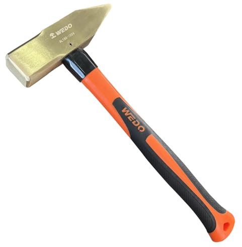 WEDO Non-Sparking Cross Peen Hammer 11.1lb/5000g,Engineers'Hammer,construction hammer,Length 900mm,Blacksmith Hammer,Fiberglass Handle,Aluminum Bronze,DIN Standard, BAM & FM Certificate
