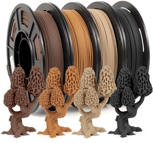 iSANMATE Holzfarbe Filament 1.75 PLA+, Wood PLA+ Filament, Matte Holzstruktur 3d Drucker Filament 4 * 250g Spule (20% Holzpulver+80% PLA+), Maßgenauigkeit +/- 0,03 mm