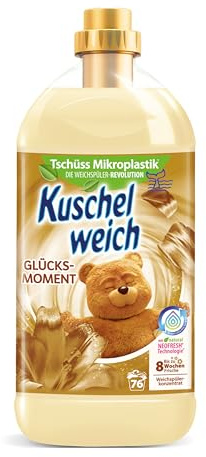 Kuschelweich Weichspüler - 2 l für 76 Wäschen, kuschlig-weich, hautverträglich, mikroplastikfrei - Glücksmoment