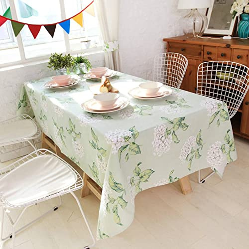 Sujeta Manteles De Mesa Exterior Gruesa Elegante Flor Jacinto Impermeable Soporte para Manteleria Blanco Algodón Protección Decoración 140X220Cm
