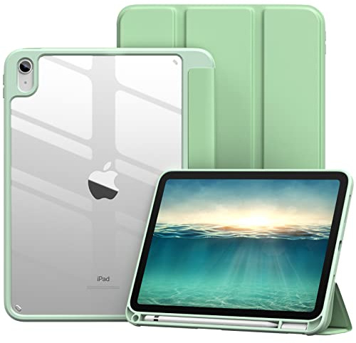 Vobafe Hülle für iPad (A16) 11. 11 2025/10 Generation 10.9 2022, Grün | Hart PC Transparent Cover Rückseite Schutzhülle, iPad Hülle mit Stifthalter, Unterstützt Touch ID, Auto Schlafen/Wachen