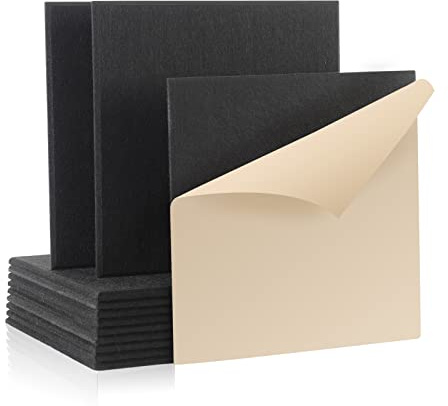 Rdutuok 12 Pack Sound Proofing Panels Self-adhesive,30 x 30 x1 cm High Density Square Acoustic Panels for Walls,Soundproofing Panels for Recording Room,Offices,Home and Wall Decoration Black