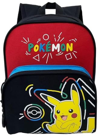 CYPBRANDS Pokemon- Kinderrucksack, Schulrucksack, Maße 30 cm, Pikachu, Schulmaterial, Rucksack, Schwarz, Offizielles Produkt