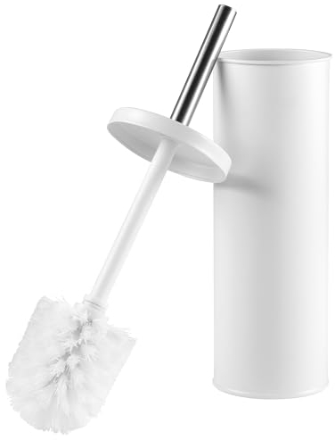 Beldray LA059451WHTFEU7 Toilettenbürsten- und Halterset – Reinigungsbürste für Toilettenschalen im Badezimmer mit steifen Borsten, Hygienehalter mit Deckel, schlank für einfache Aufbewahrung, weiß