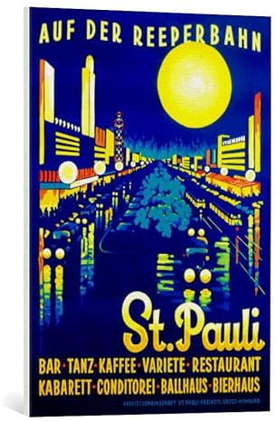 kunst für alle Leinwandbild: German School Auf der Reeperbahn St Pauli Plakatwerbung Hamburg 1936 - hochwertiger Druck, Leinwand auf Keilrahmen, Bild fertig zum Aufhängen, 55x75 cm