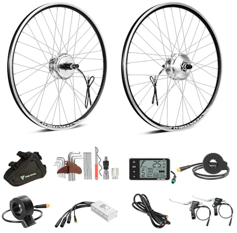 SHIMOST 27,5 Zoll E-Bike Umbausatz Conversion Kit 350W Schwarz/Silber Heckmotor für Fahrrad Hinterrad Schraubkranz/Kassette mit Zubehör (350W Silber Motor Kassette)