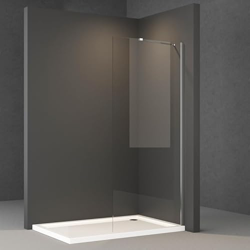 Goezes Walk-in Duschwand 80x195cm Seitenwand Dusche, Walkin Glas Duschtür Duschkabine aus 6mm ESG Nano Sicherheitsglas, Easy-Clean Echtglas Begehbare Duschtrennwand