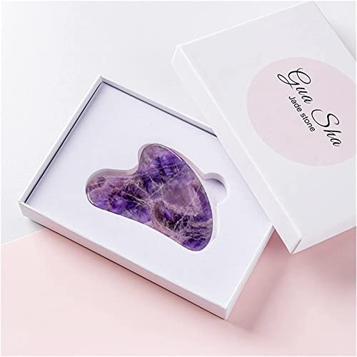 Amethyst-Rohstein, Amethyst-, Naturstein-Gesichtsroller, Gua-Sha-Werkzeug-Set, SPA, Akupunktur, Schaben, Kristall, Körper, Gesicht, Gesundheitspflege, Massage (Farbe: Lila-2) Voller Textur ( Color : P