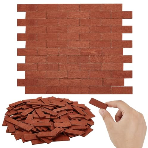 AHANDMAKER 200Pcs Legno Marrone Miniatura Moderno Minimalista Casa Delle Bambole Pavimentazione Paesaggio Accessori per la Casa Decorazioni Puntello 3,8 x 0,6 cm