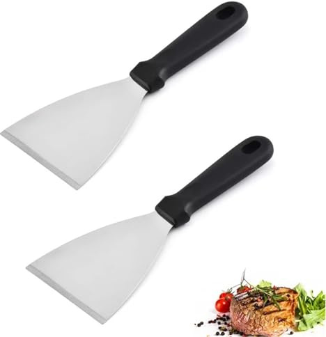 2 Pieces Griddle Scraper, Food Scraper, Burger Spatula, Chopper for Food Service & Cleaning Supplies, Perfect for Teppanyaki Flat Top BBQ Indoor & Outdoor