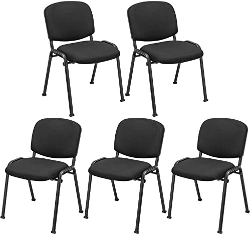 CASART Stackable Reception Chairs, Heavy Duty Meeting Office Chairs with Backrest, Metal Frame Guest Chairs for Home Waiting Room Conference Room Office (5PCS)