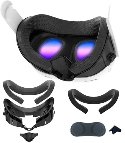 Face Cover Pad Facial Interface Compatible with Meta Quest 3 Zubehör with Soft PU Face Cushion Pad Replacement für Quest 3 Face Cover and Ice Silk Cotton