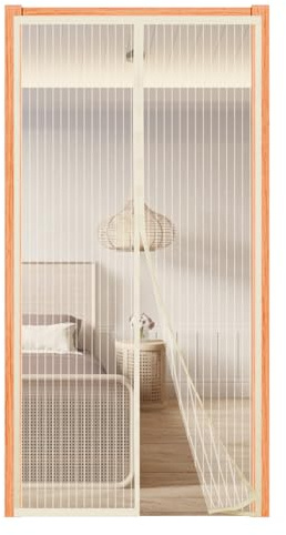 Fliegengitter Magnet Tür 120x210cm,Fliegenvorhang Balkontür Ohne Bohren, Insektenschutz Vorhang für Wohnzimmer und Terrassentür,Stärkere Magneten,Beige