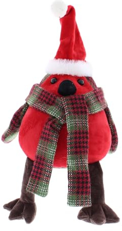 Festive Production Christmas Door Stop Robin Red Breast with Tartan Back and Scarf - 22cm - Perfect Christmas Decoration, Prop, Ornament, Gift Idea for Christmas, Festive Décor
