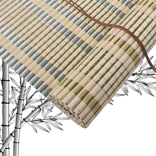 Eiauiuo Bamboo Roller Blind, Rustic Bamboo Roman Blind For Windows – 70% Opaque Sun & Privacy Protection, Side Pull, Easy Install Blinds For Kitchen, Terrace, And Living Room(Width 50cm,High 50cm)
