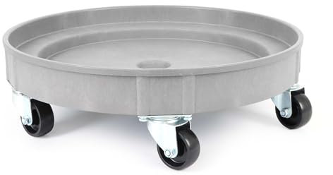 Wiltec Porta fusto olio con ruote, portata 400 kg, carrello porta fusti con vasca Ø 60 cm e ruote girevoli, base per movimentazione fusti