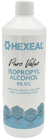 Hexeal Pure Value 99.9% Isopropyl Alcohol 1L – Sanitising & Cleaning | Removes Grime from Phones and Electronics, Powerful Degreaser and Cleaning Fluid