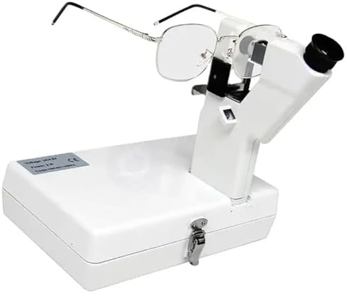 Tragbares elektrisches Linsenoptometriegerät, optisches Linsen-Lensometer mit einstellbarer Ablesung und präziser Skala, Test von 20–80 mm Linsen, einstellbares Okular im Bereich von 0–+15 D (-15 D),