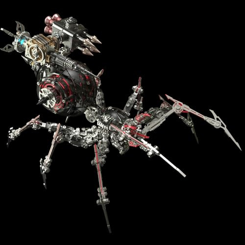 UpGLeuch 3D Metall Puzzle Spinne Modellbausatz für Erwachsene mit Licht, DIY Metall 3D Puzzle Modell Kits mit Waffen, Desktop Spielzeug Geschenke für Erwachsene