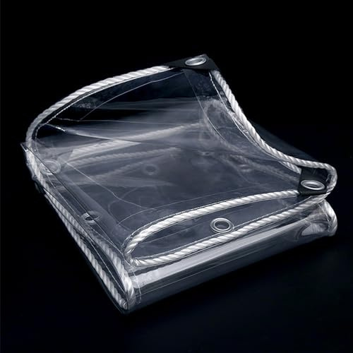 Telone trasparente resistente impermeabile in PVC 650 g/m² 0,55 mm con occhielli per esterni ideale per tende, serre, tettoie, cucce e gazebo (2,4 x 3 m)