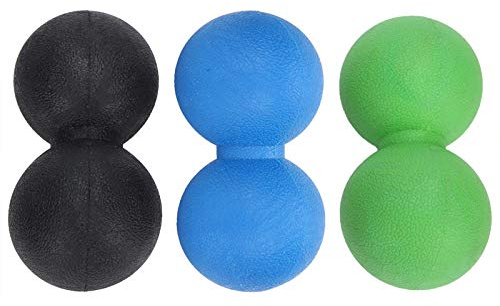 TPR Yoga Massage Ball Muscle Relax Portable Fitness Body Fascia Exercise Ball Set for Whole Body Massage (Black + Green + Blue)