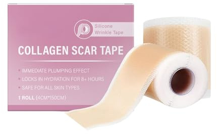 Silicone Scar Tape with Collagen –Advanced Collagen Tape for Scars & Wrinkles,Ultra-Thin Silicone Scar Sheets,Moisturizing Face Tape for Wrinkles,Silicone Patch Repair for Face, Body Scar Removal
