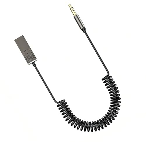 Bluetooth 5.3 Bluetooth-adapter för bil med USB-strömförsörjning, adapter bil för 3,5 mm AUX-ingång, för musik, handsfree-samtal, navigering och kompatibla enheter som högtalare och hörlurar