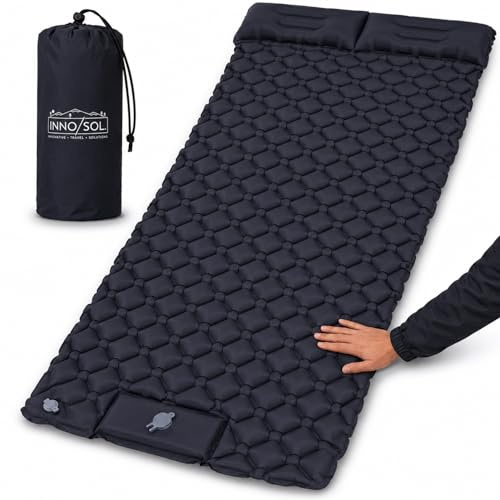 innosol Colchoneta autoinflable para 2 personas, esterilla de camping con bolsa de transporte y bomba integrada, 190 x 120 cm, 7 cm de comodidad, gadgets de camping al aire libre, nailon 40D TPU en