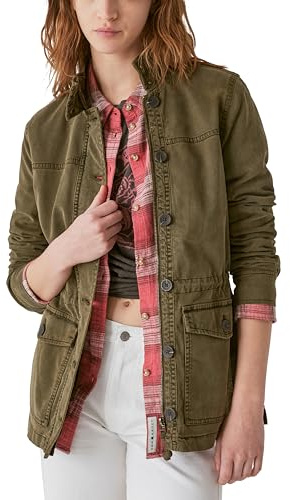 Lucky Brand womens Long Sleeve Button Up Two Pocket Utility Jacket, Olive Night, X-Large US
