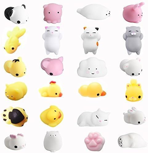 Amaza Mochi Squishy Tiere Set, Mitgebsel Kindergeburtstag Gastgeschenke 24 Stück, Random Mini Squishies Kawaii, Mitgebsel Squishy Party Geschenke Dekoration, Skwischis Set Kleine Geschenke für Kinder