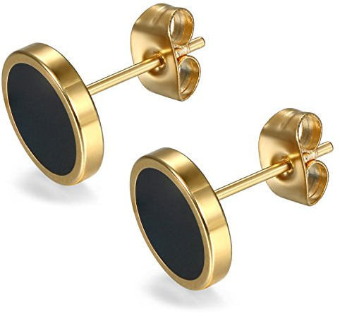 Flongo Ohrstecker, 10mm Breite Edelstahl Ohrstecker Rund Gestüt Stecker Ohrringe Ohrhänger Fake Tunnel Fake Plug Illusion Fakeplugs Schwarz Silber Rose Gold Elegant Herren, Damen Ohrschmuck