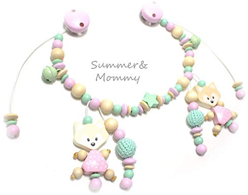 Kinderwagenkette Mädchen Fuchs rosa mint natur