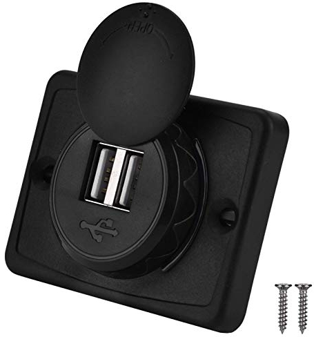 Cargador de Coche Puerto USB Dual, DC 12-24V 3.1A Adaptador de Cargde Coche Toma de Corriente, LED de Salida, Resistente al Agua, para Tablet de Teléfono Móvil Dispositivos Android GPS