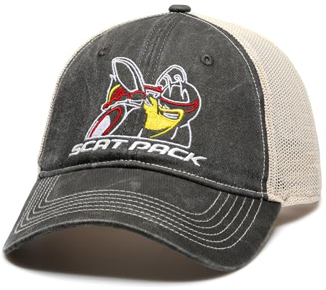 Dodge Scat Pack Snapback Hut Garment Washed Black Twill with Soft Mesh, schwarz, Einheitsgröße