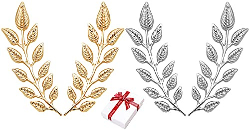 Nifocc 2 Paar Blattmotiv Brosche Baum Blatt Broschen Pins Vintage Brosche Anstecknadeln für Männer Frauen Kleid Kleidung Pullover Mantel Hüte Dekorative - Gold Silber