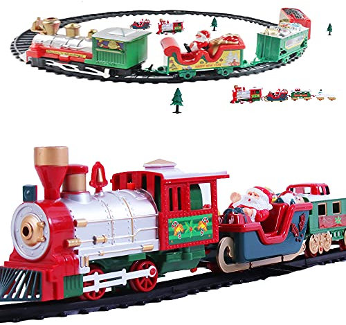 Christmas Train Set - 4 Carriage Deluxe Train Set for Under the Tree Decorations - Battery Operated, 216cm Long Track