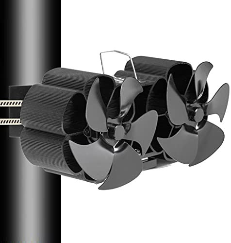 Mcbbigxw 5 aspas de rotor, ventilador sin corriente, para chimenea, estufas de leña, utensilios para chimenea, estufas de chimenea, ventilador de estufa con calor, grandes espacios (negro)