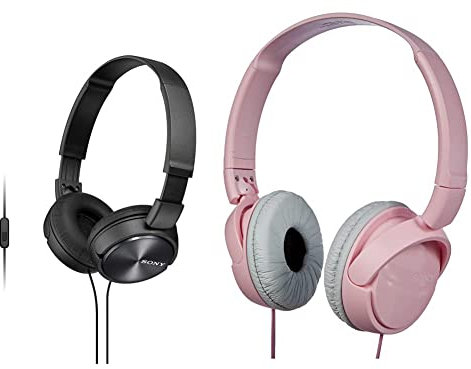 Sony Mdr-Zx310Apb - Auriculares De Diadema Cerrados (con Micrófono, Control Remoto Integrado), Negro + Mdr-Zx110 - Auriculares Cerrados Stereo, Rosa